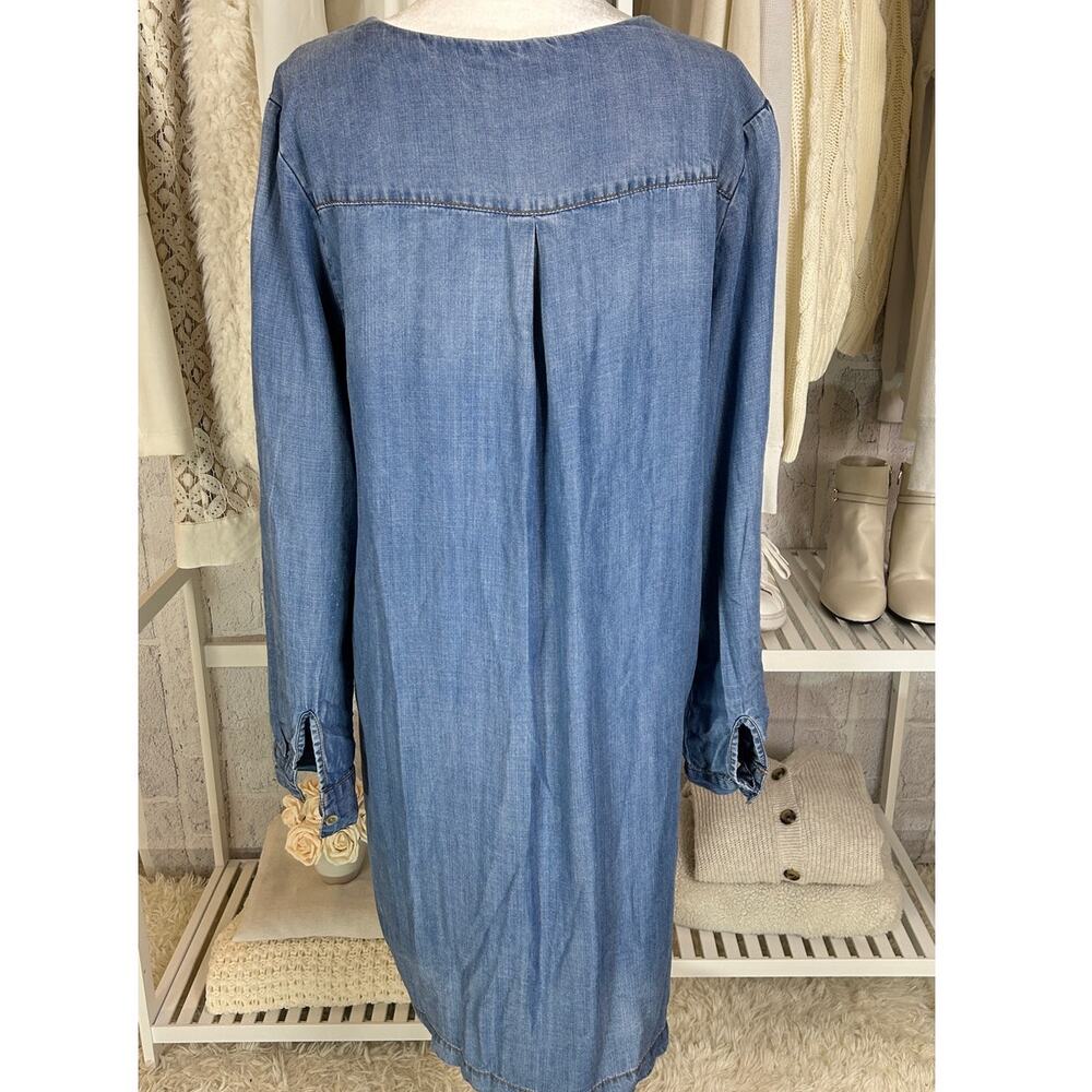 Velvet Heart Women's Size M Chambray Lace Up Roll Tab Sleeve Dress #0239 - Picture 2 of 14